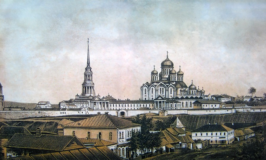 Вид на Богородицкий монастырь. Литография 1878 г.