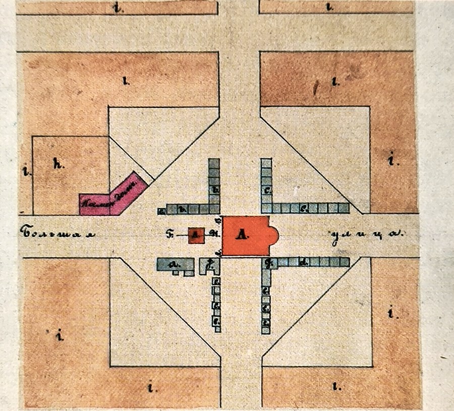 План Хлебной площади Данкова, 1858 г.