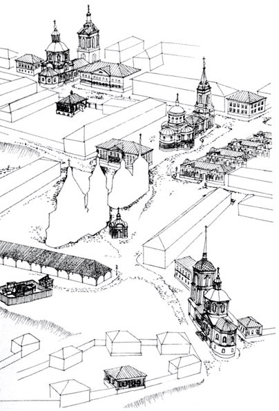 Реконструкция Красной площади Ельца начала XIX века