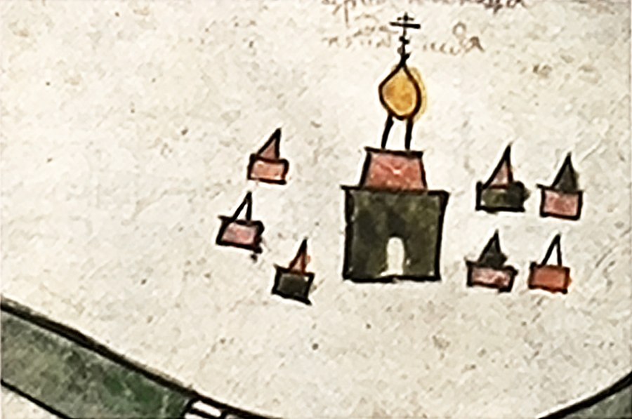 Пятницкий храм на плане Данкова 1673 года
