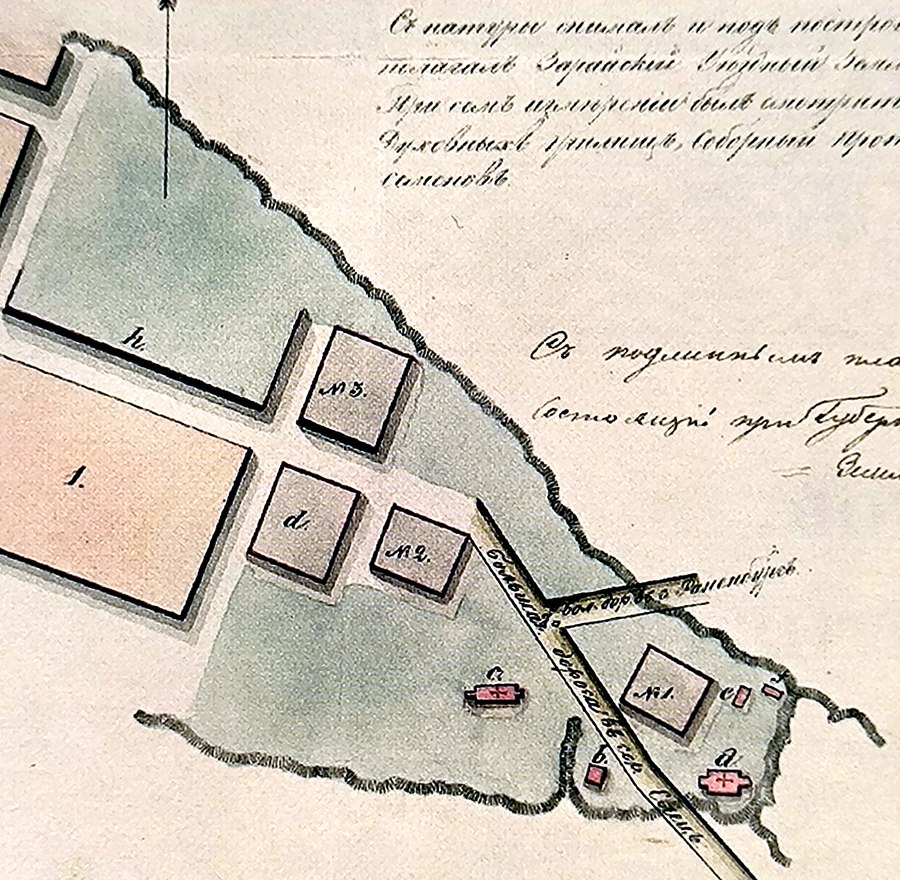 План Данкова с указанием мест постройки духовного училища