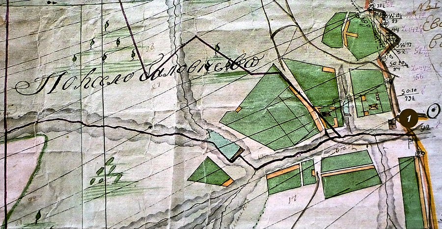 Владимирский храм на плане села Баловнево