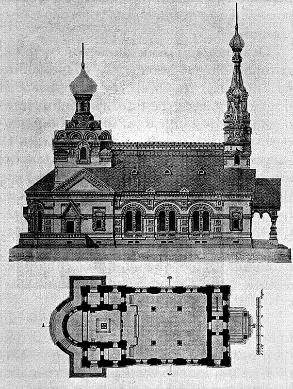 План и северный фасад храма Димитрия Солунского