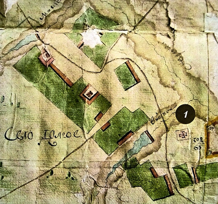 Георгиевский храм на плане села Долгое