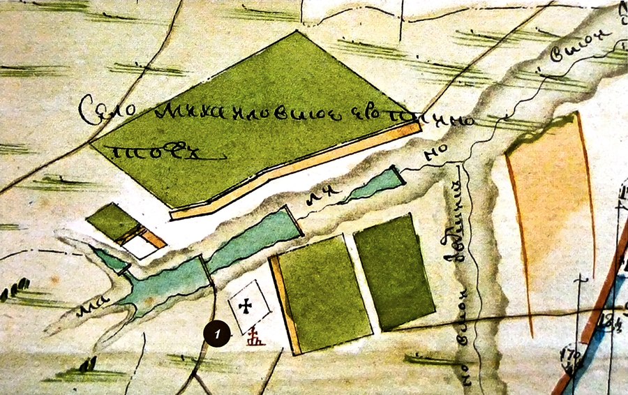 Казанская церковь на плане села Михайловское