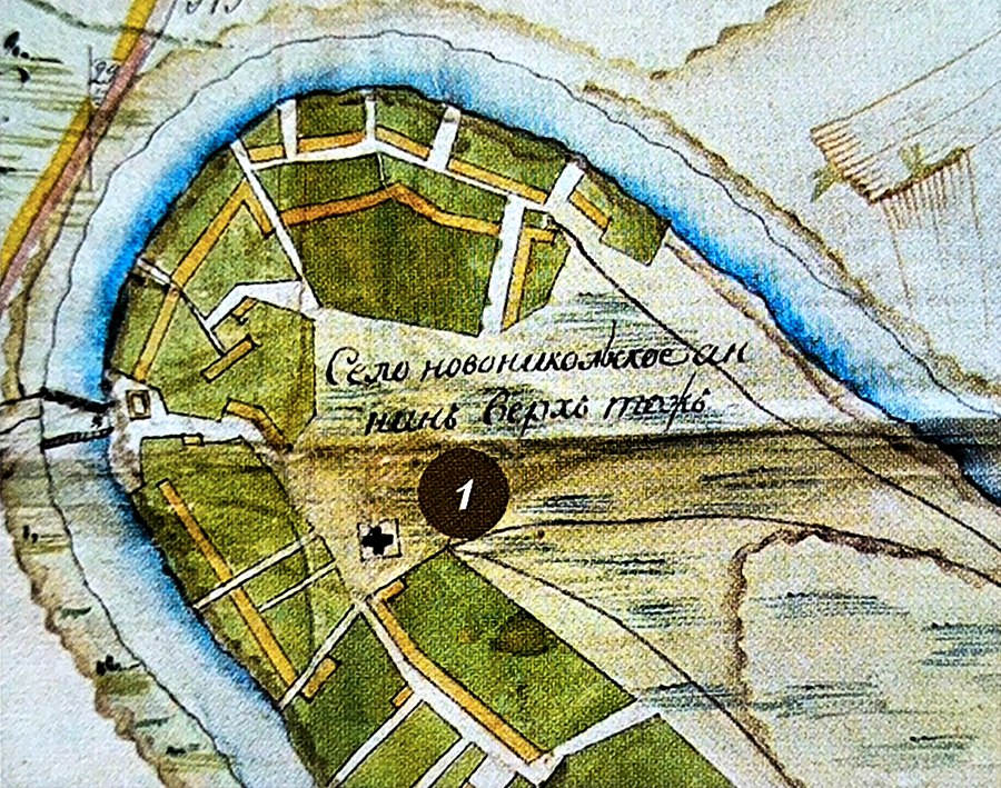 Никольская церковь на плане села Новоникольское