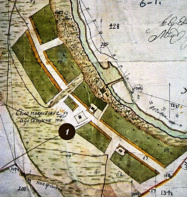 Покровский храм на плане села Покровское