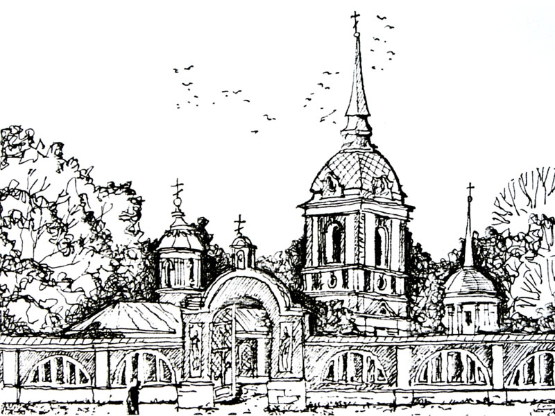 Казанский храм на рисунке архитектора Новосельцева