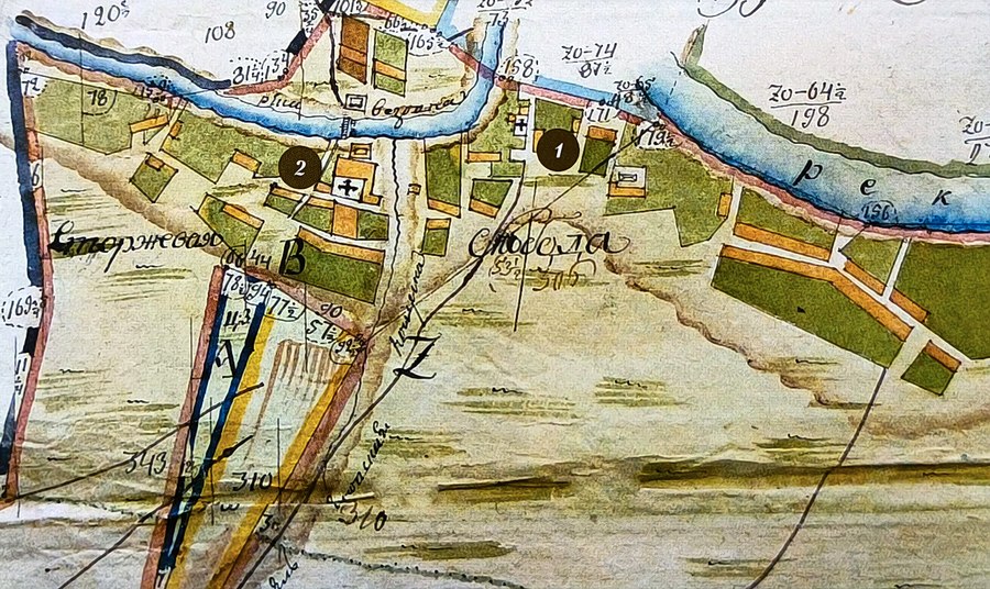 Успенская церковь на плане Сторожевой слободы Данкова